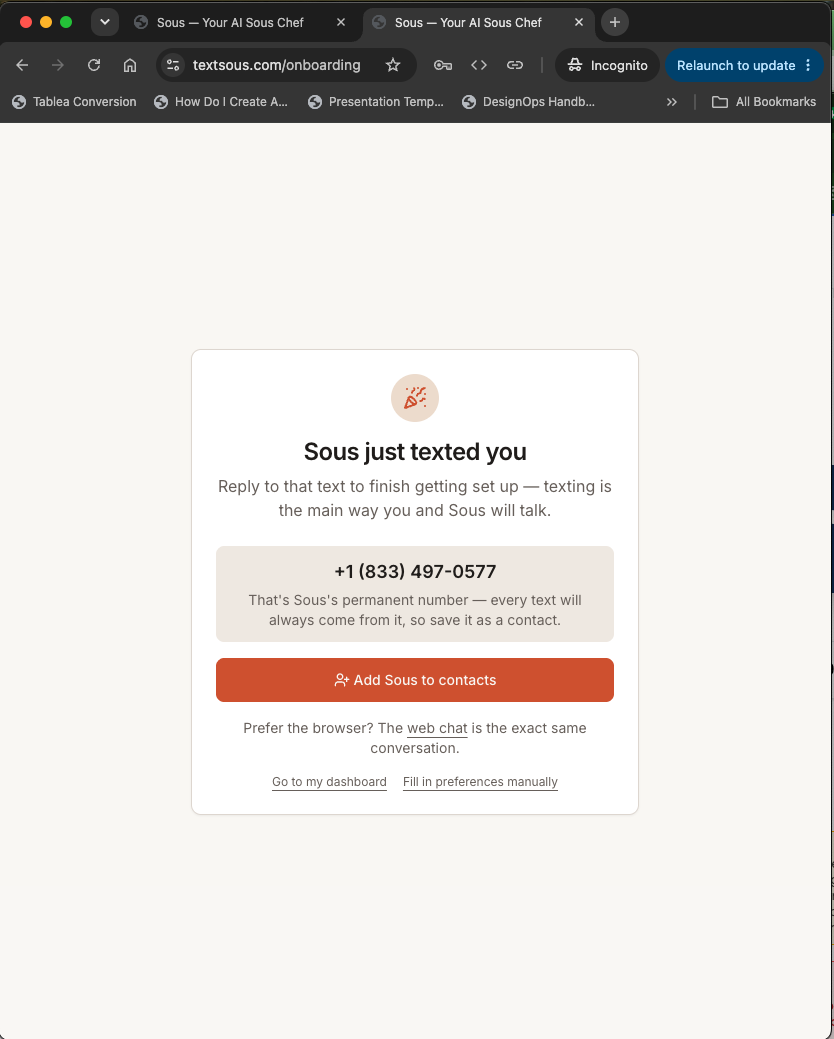 Confirmation and sending number